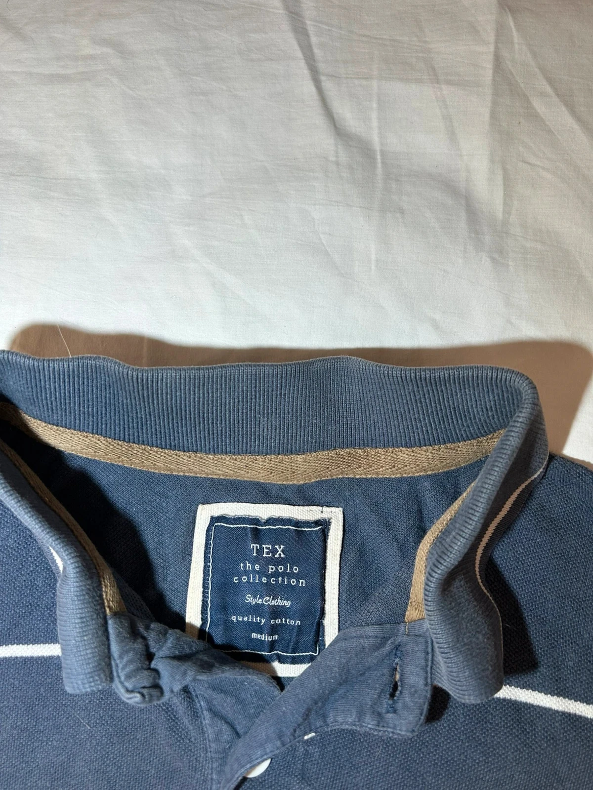 Vintage gestreept polo wit marineblauw tex – photo 4